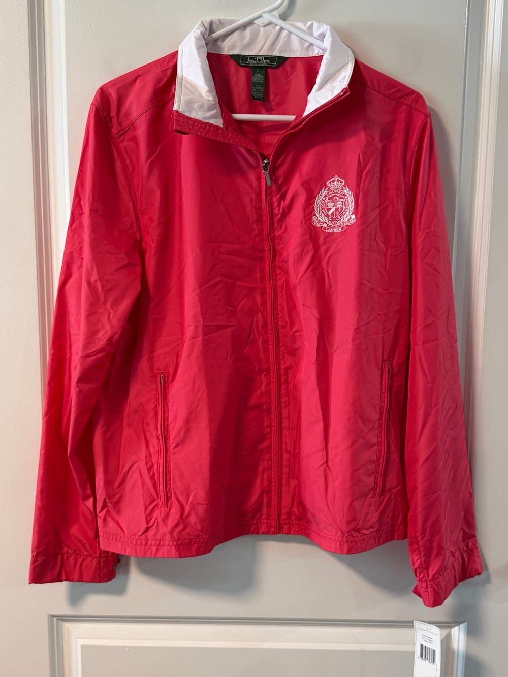 Women's Lightweight pink Windbreaker Jacket - Crest Detail Ralph Lauren